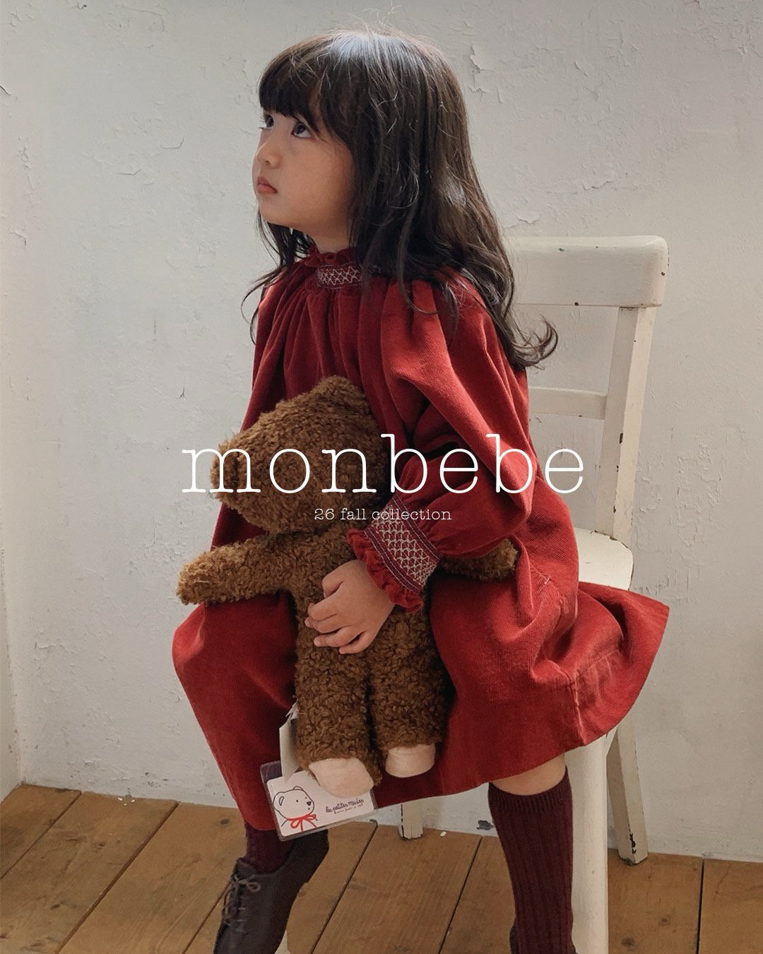 [monbebe] Corduroy smock one-piece