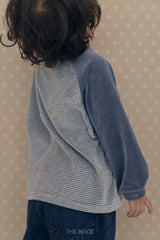 ［The beige］Velvet Striped Tee