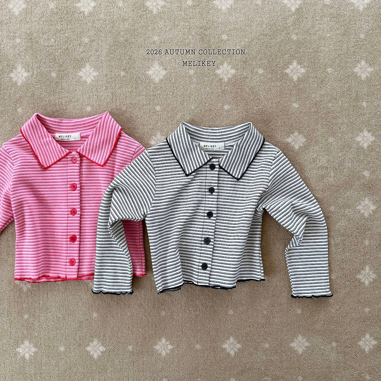 ［Melikey］Petit collar stripe tee