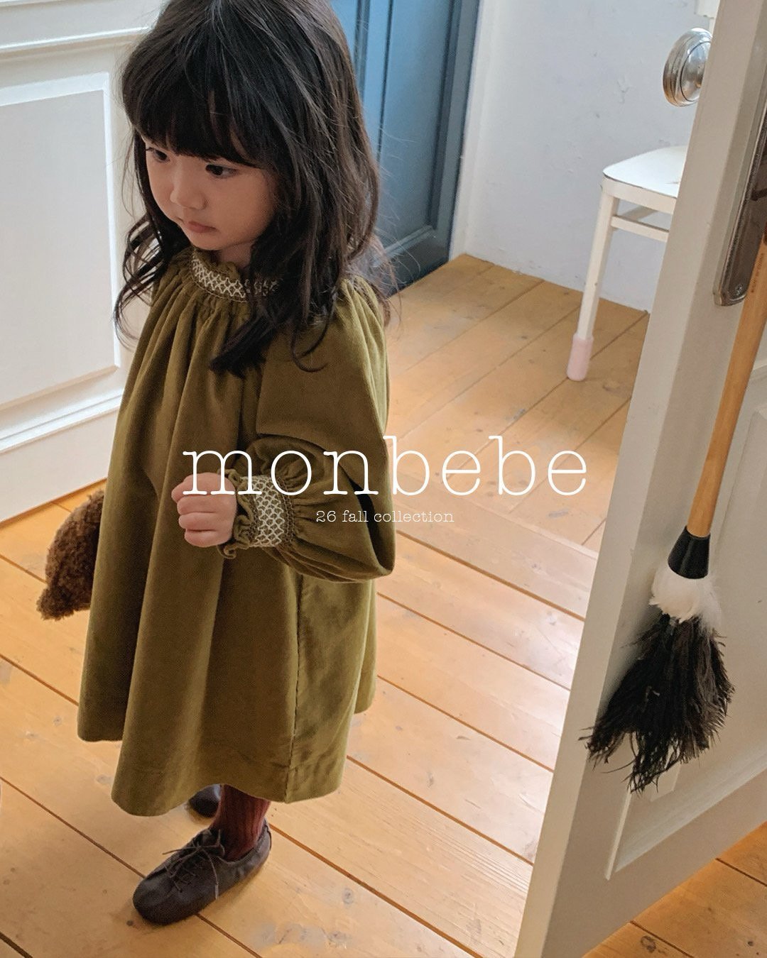 [monbebe] Corduroy smock one-piece