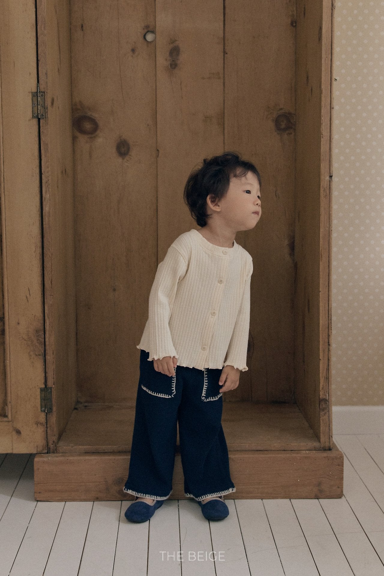 ［The beige］Ribbed Cardigan