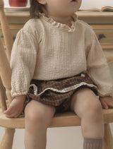 ［mimi market］Neck frill dot blouse
