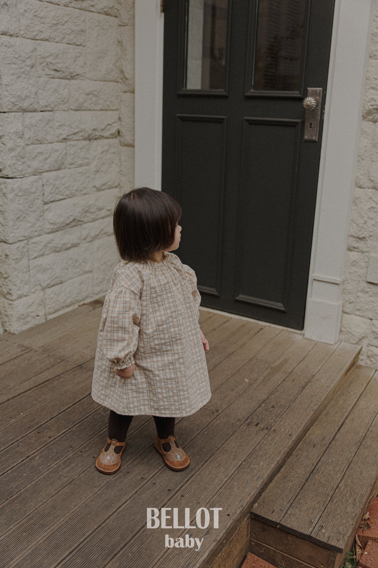 ［BELLOT］Peach check one-piece (baby)
