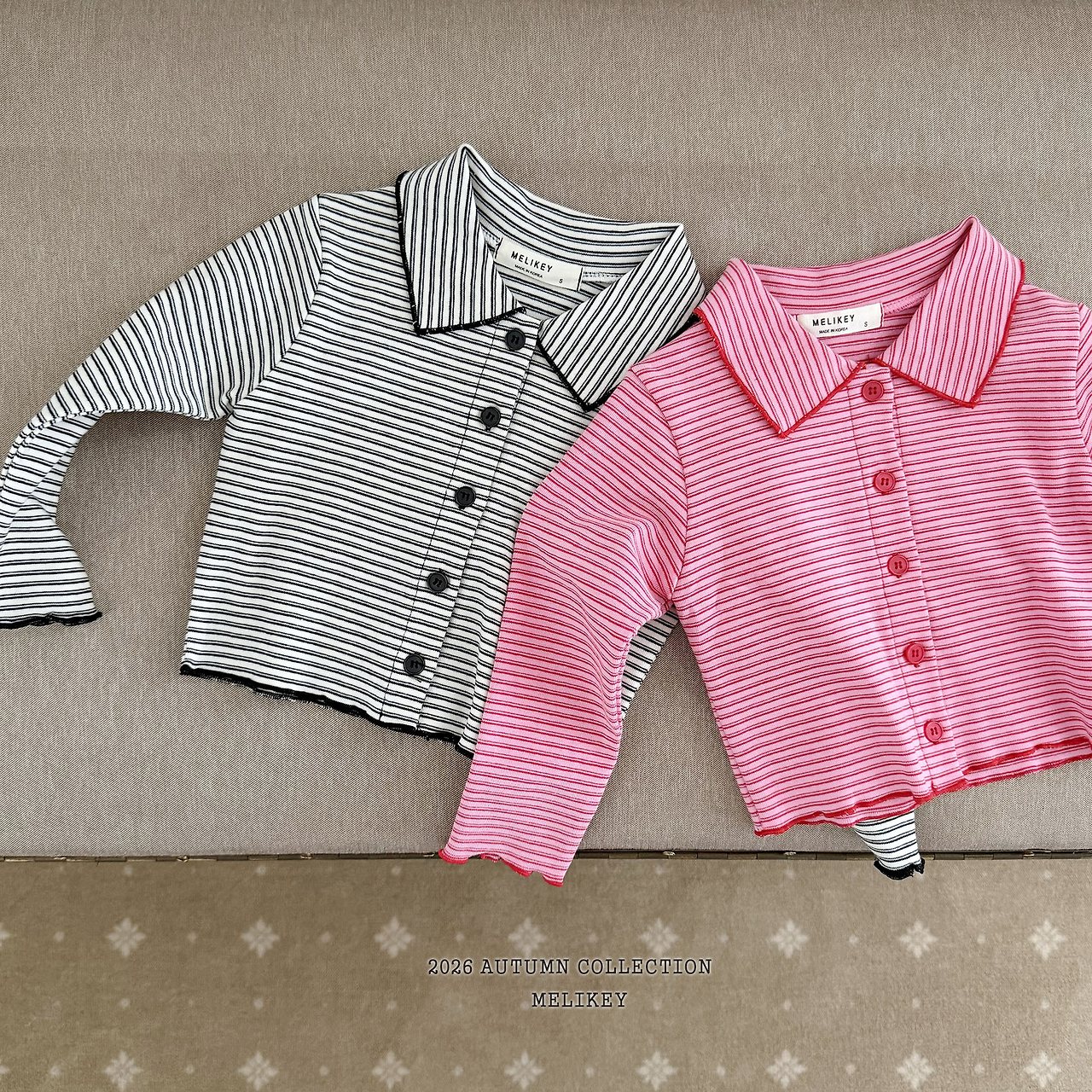 ［Melikey］Petit collar stripe tee