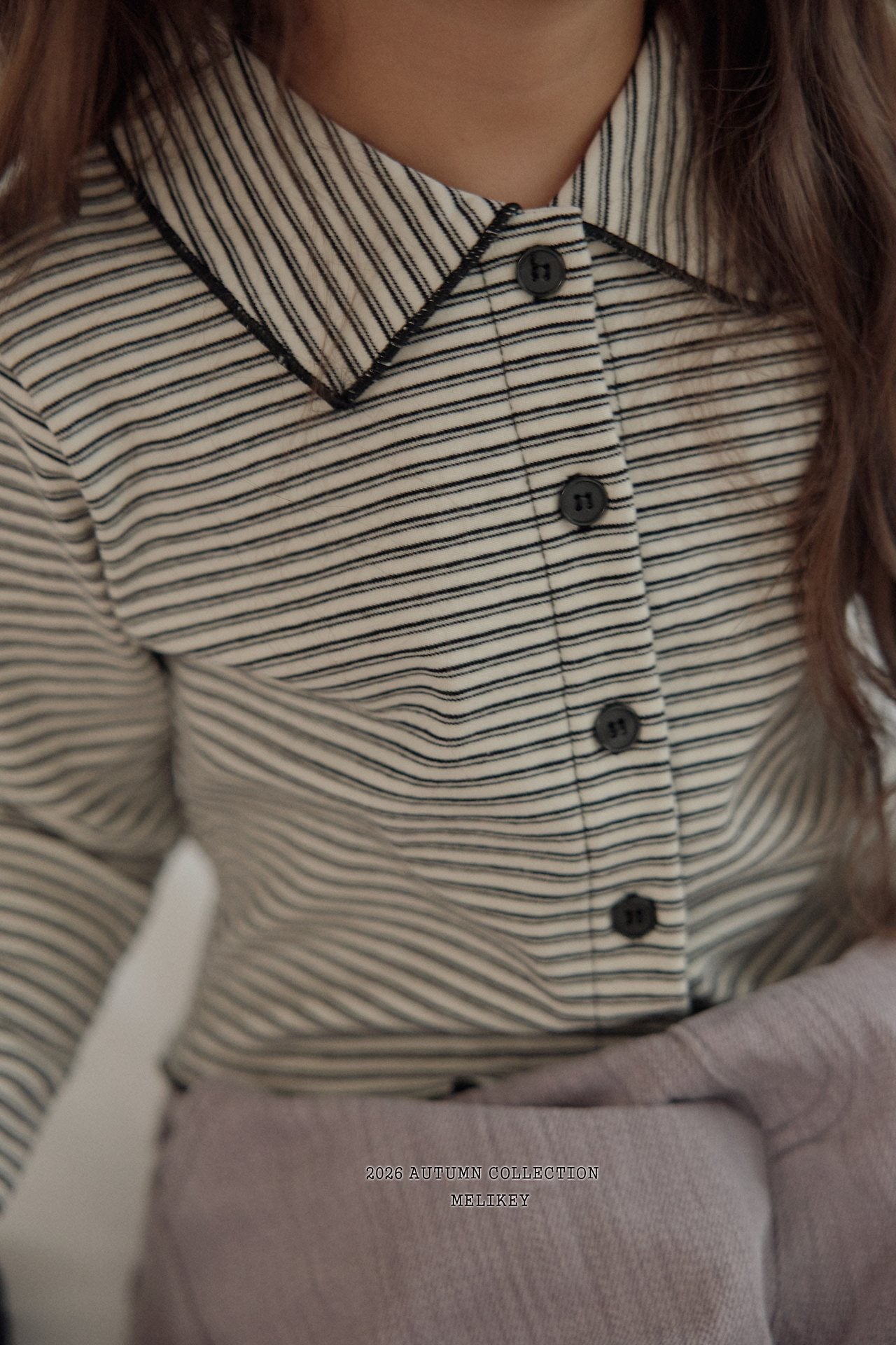 ［Melikey］Petit collar stripe tee