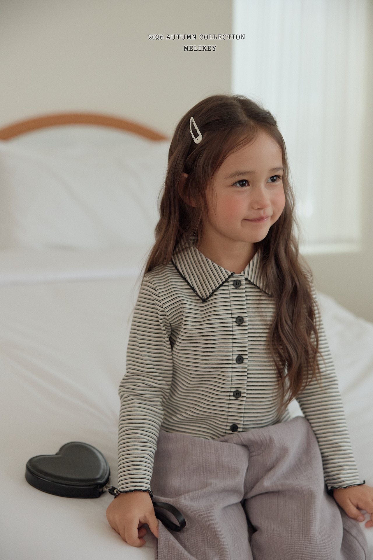 ［Melikey］Petit collar stripe tee