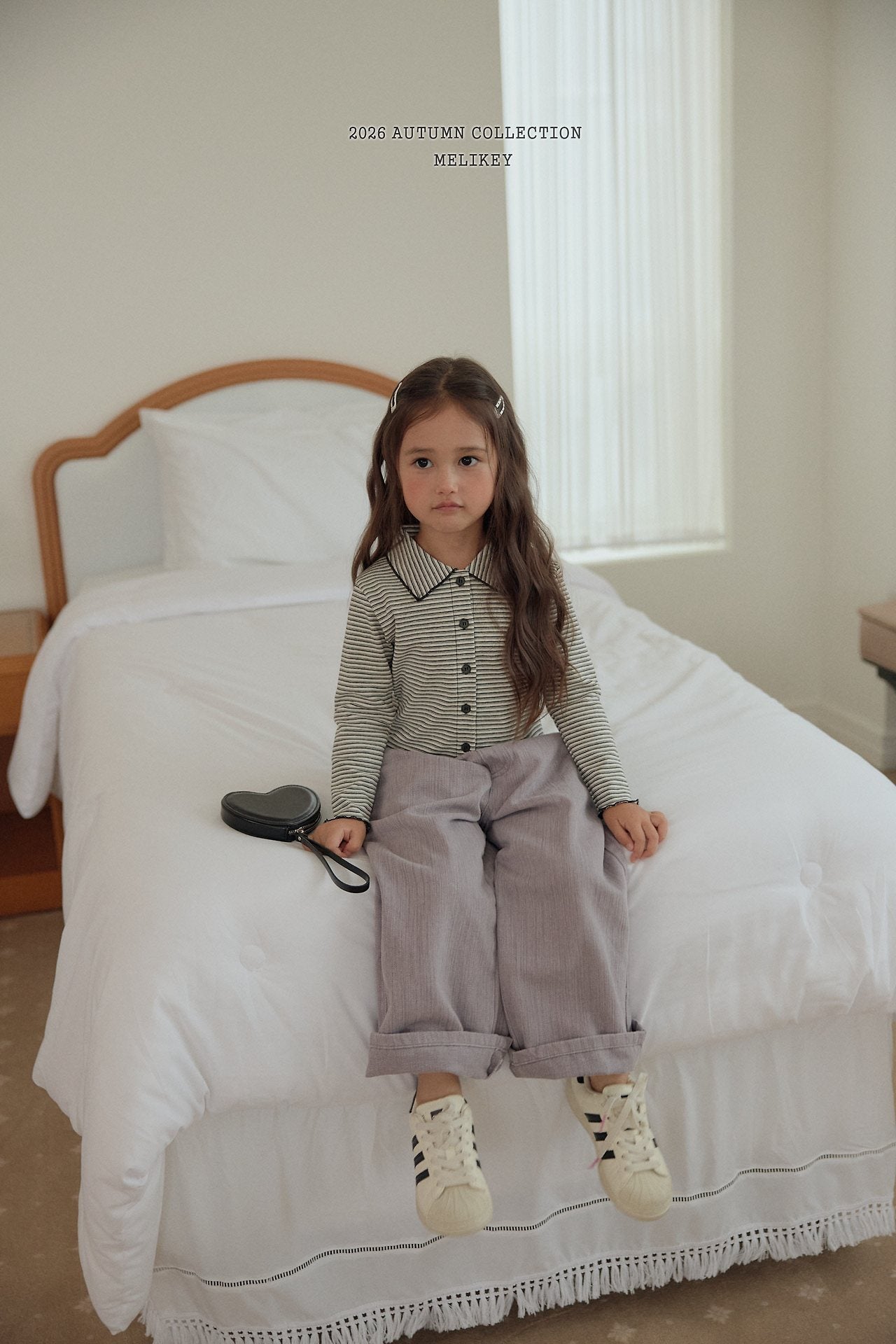 ［Melikey］Petit collar stripe tee