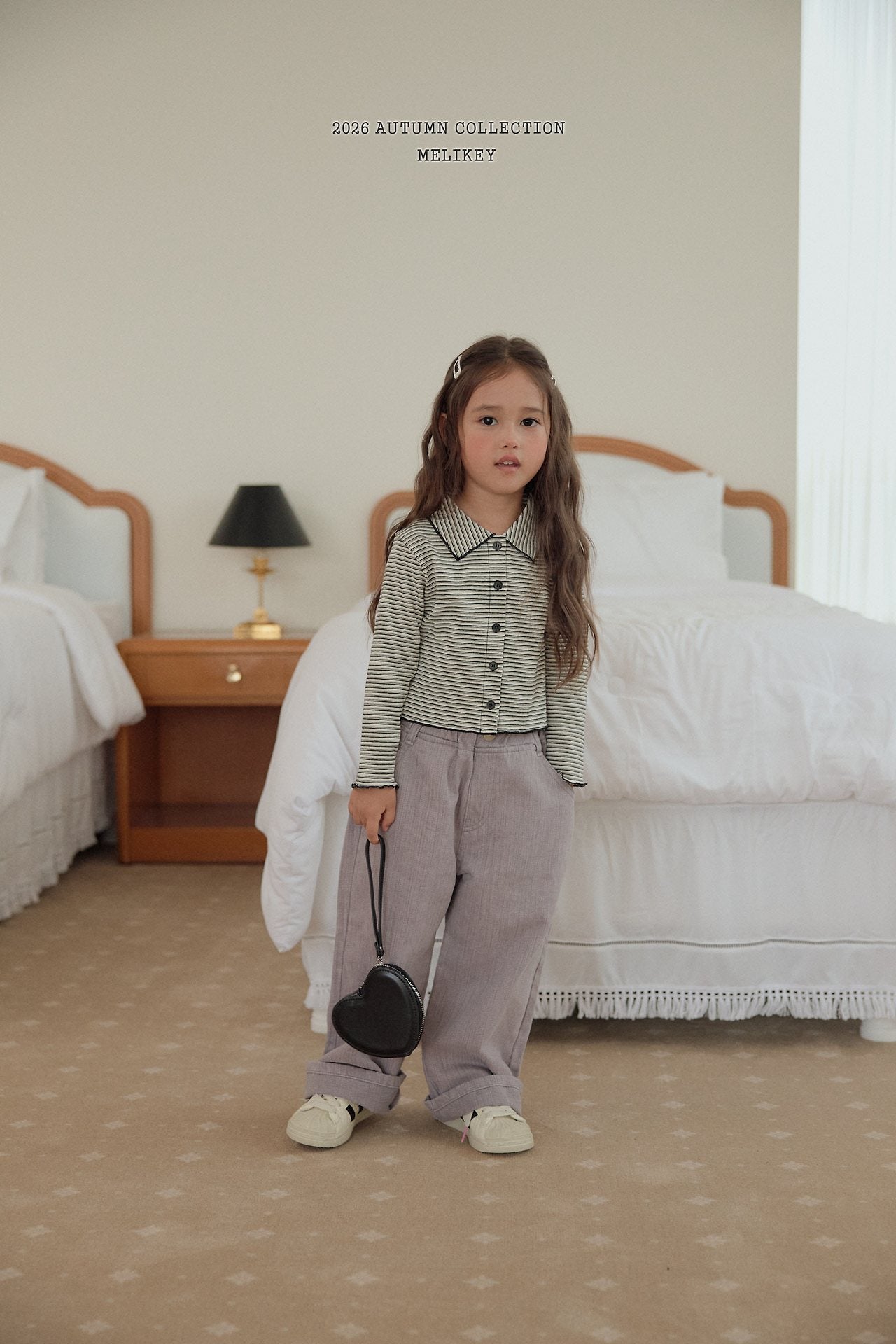 ［Melikey］Petit collar stripe tee