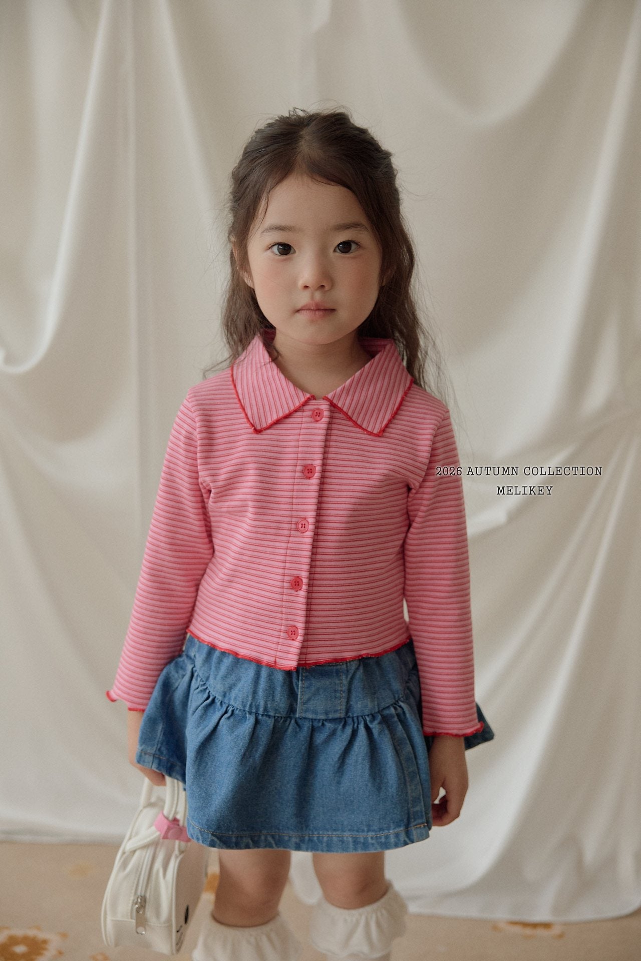 ［Melikey］Petit collar stripe tee