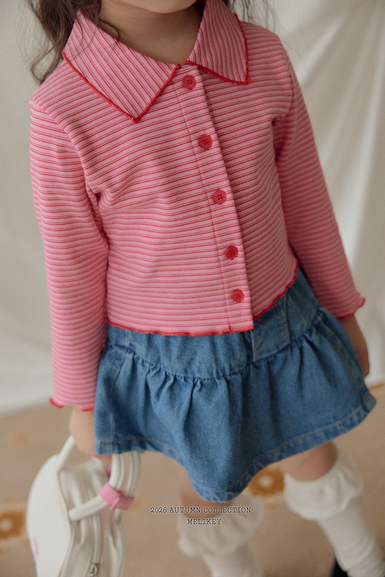 ［Melikey］Petit collar stripe tee