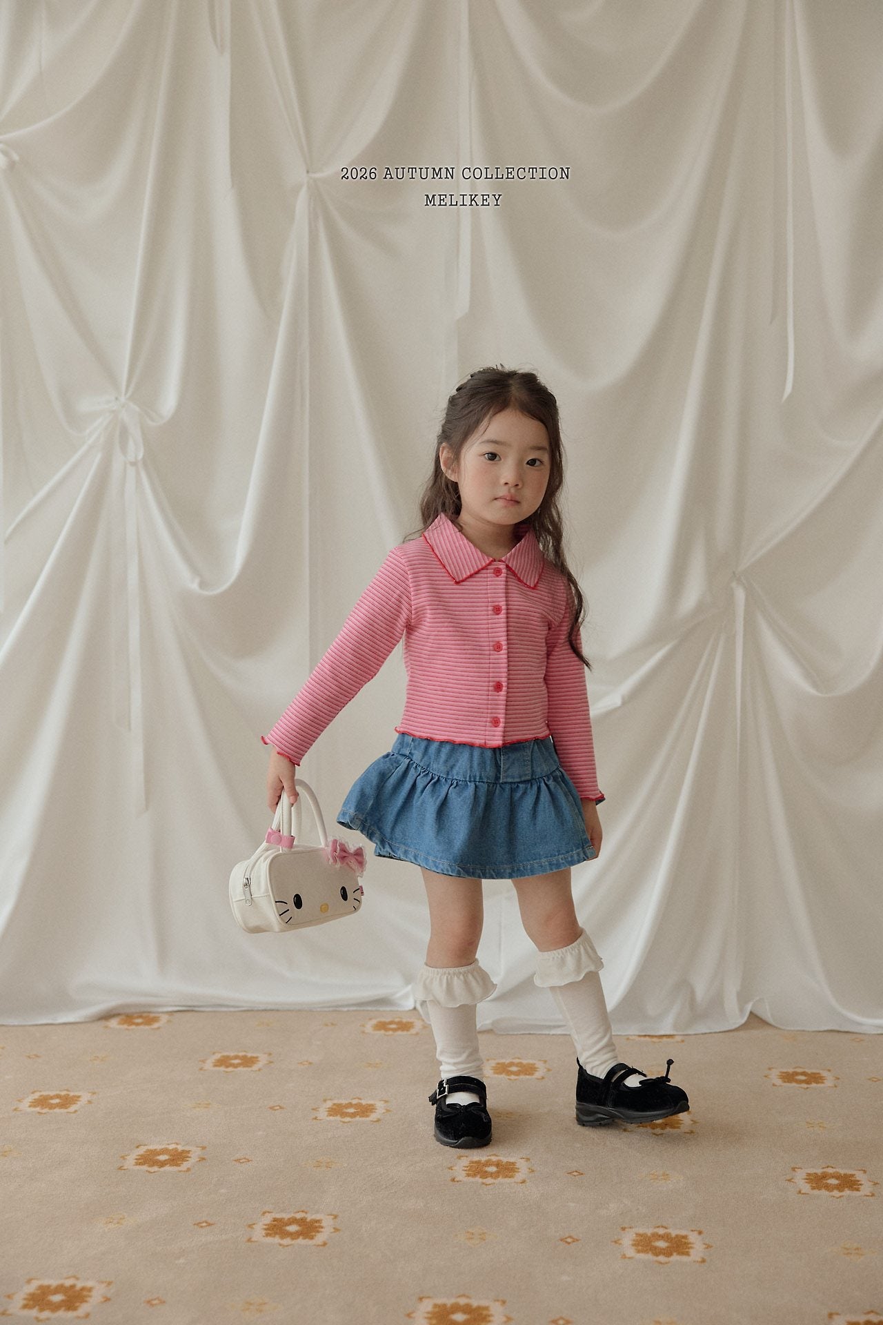 ［Melikey］Petit collar stripe tee