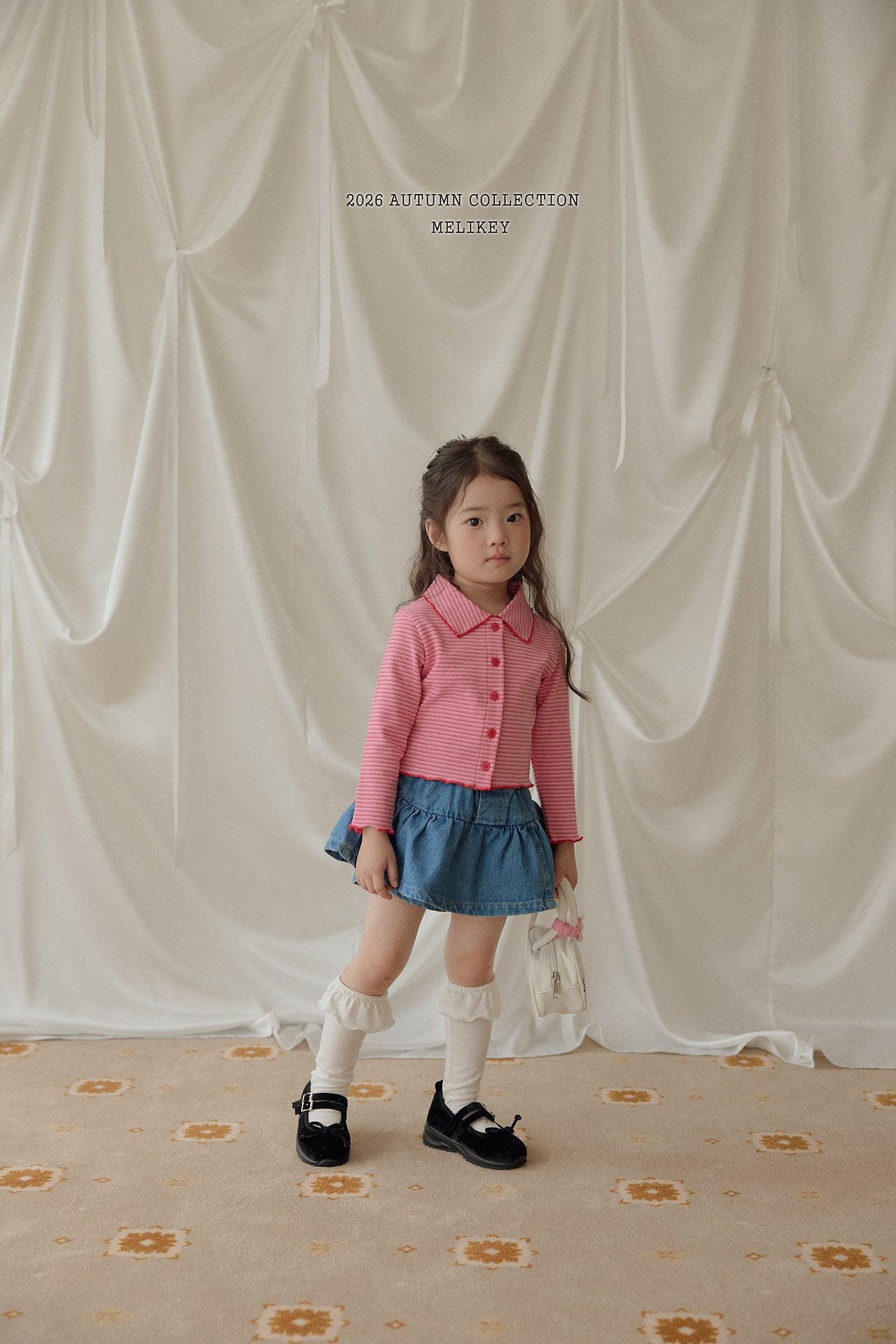 ［Melikey］Petit collar stripe tee