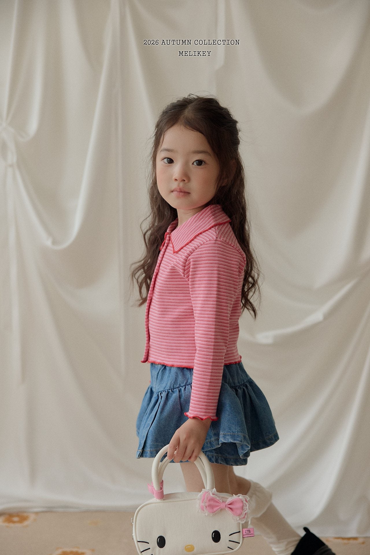 ［Melikey］Petit collar stripe tee