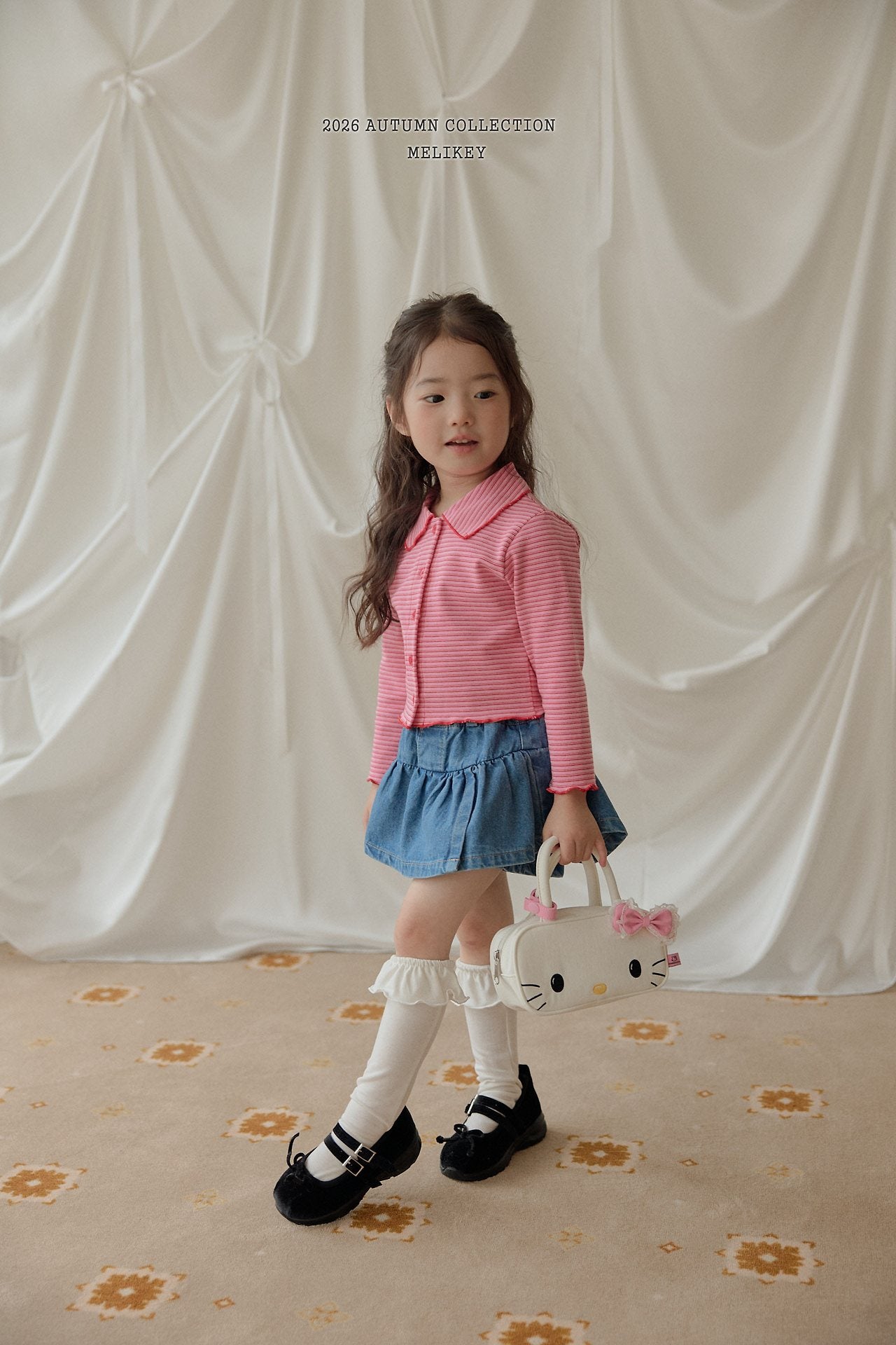 ［Melikey］Petit collar stripe tee