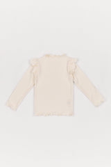 ［The beige］Ribbed Frill Tee