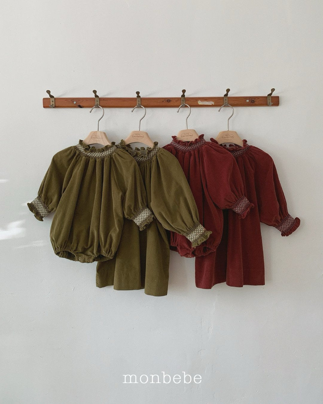 [monbebe] Corduroy smock rompers