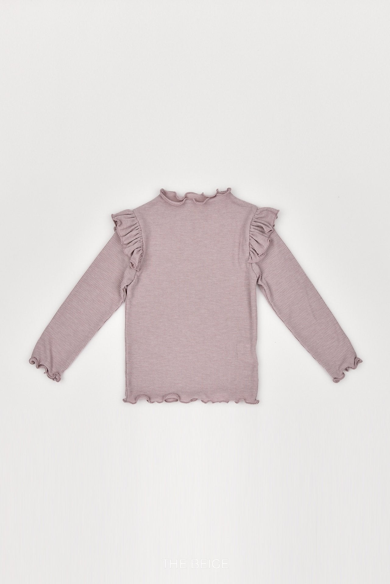 ［The beige］Ribbed Frill Tee