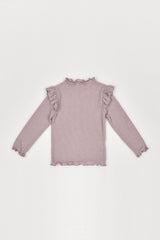 ［The beige］Ribbed Frill Tee