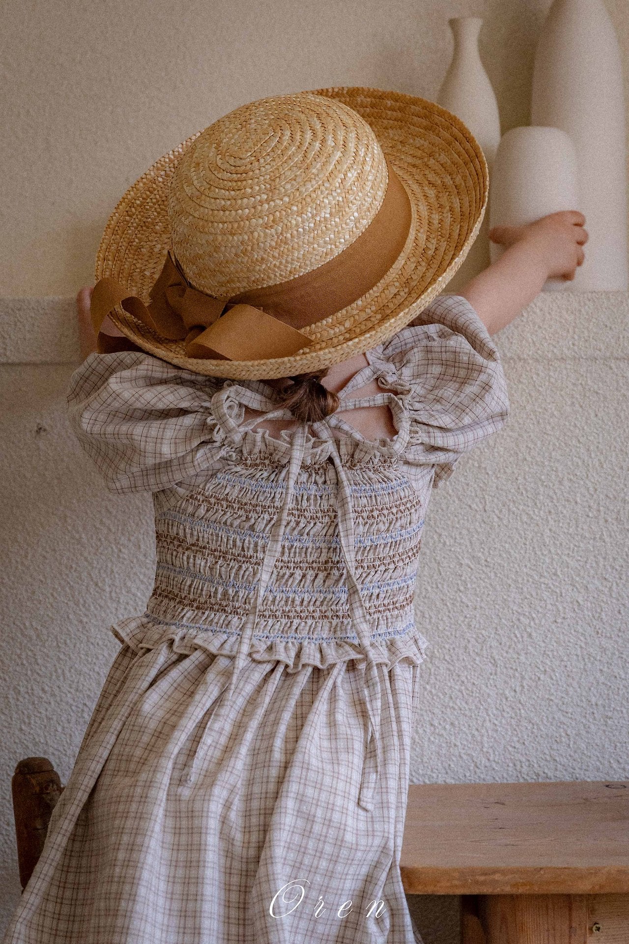 ［OREN］Noye check smock one-piece