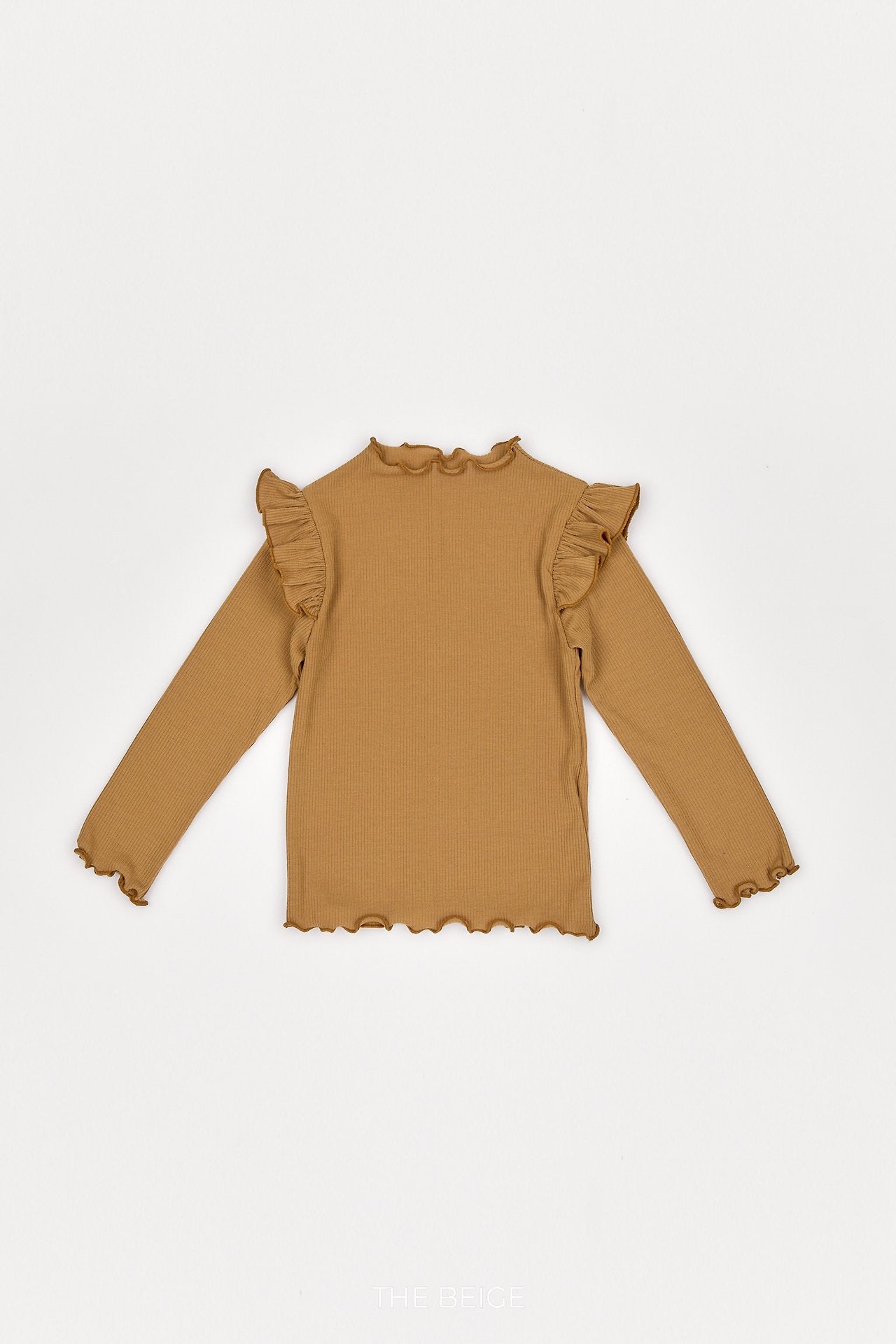 ［The beige］Ribbed Frill Tee