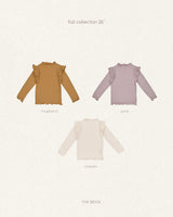 ［The beige］Ribbed Frill Tee