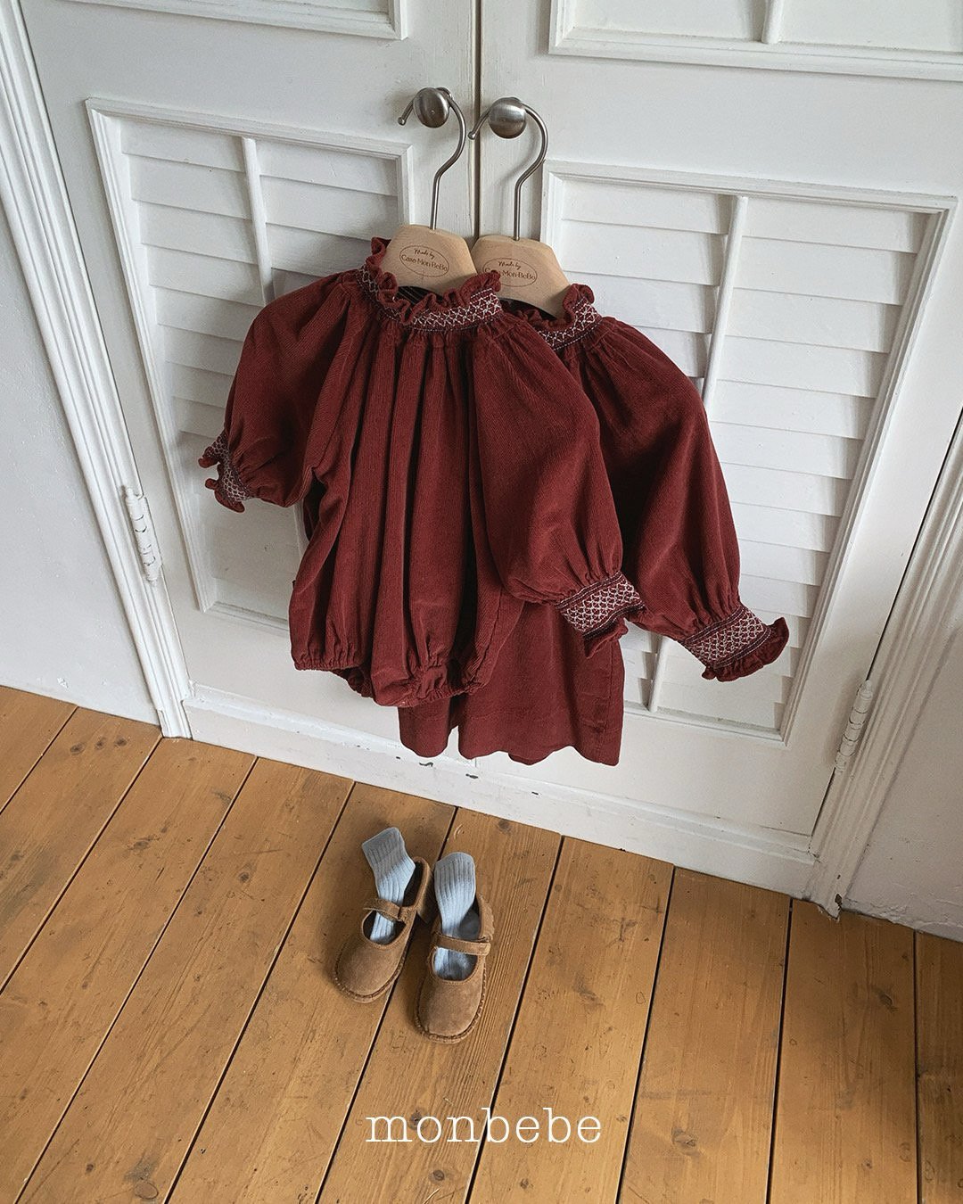 [monbebe] Corduroy smock rompers