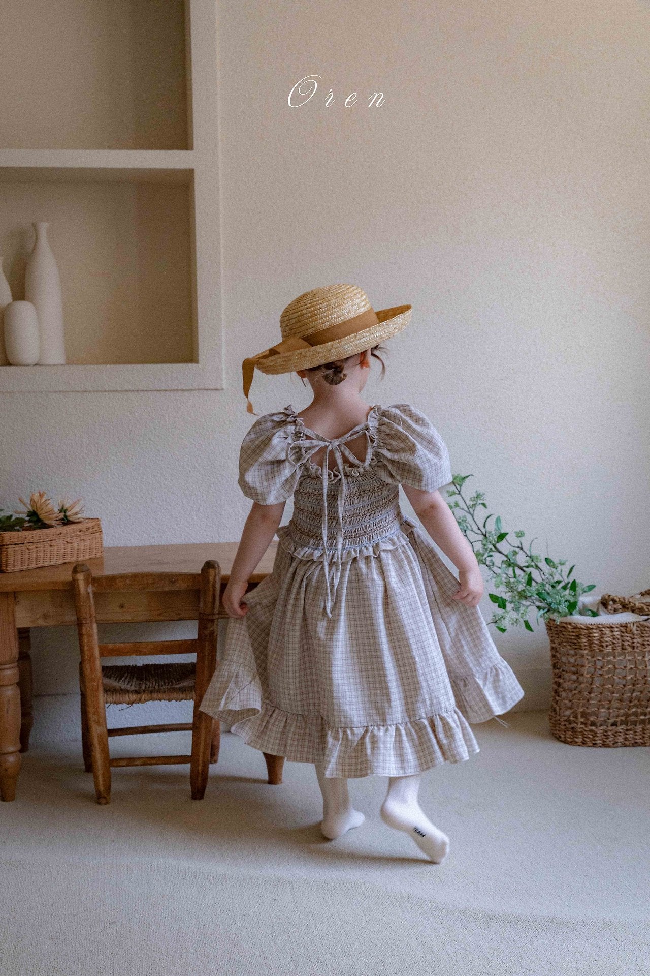［OREN］Noye check smock one-piece