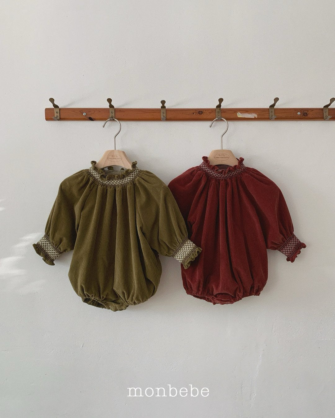 [monbebe] Corduroy smock rompers