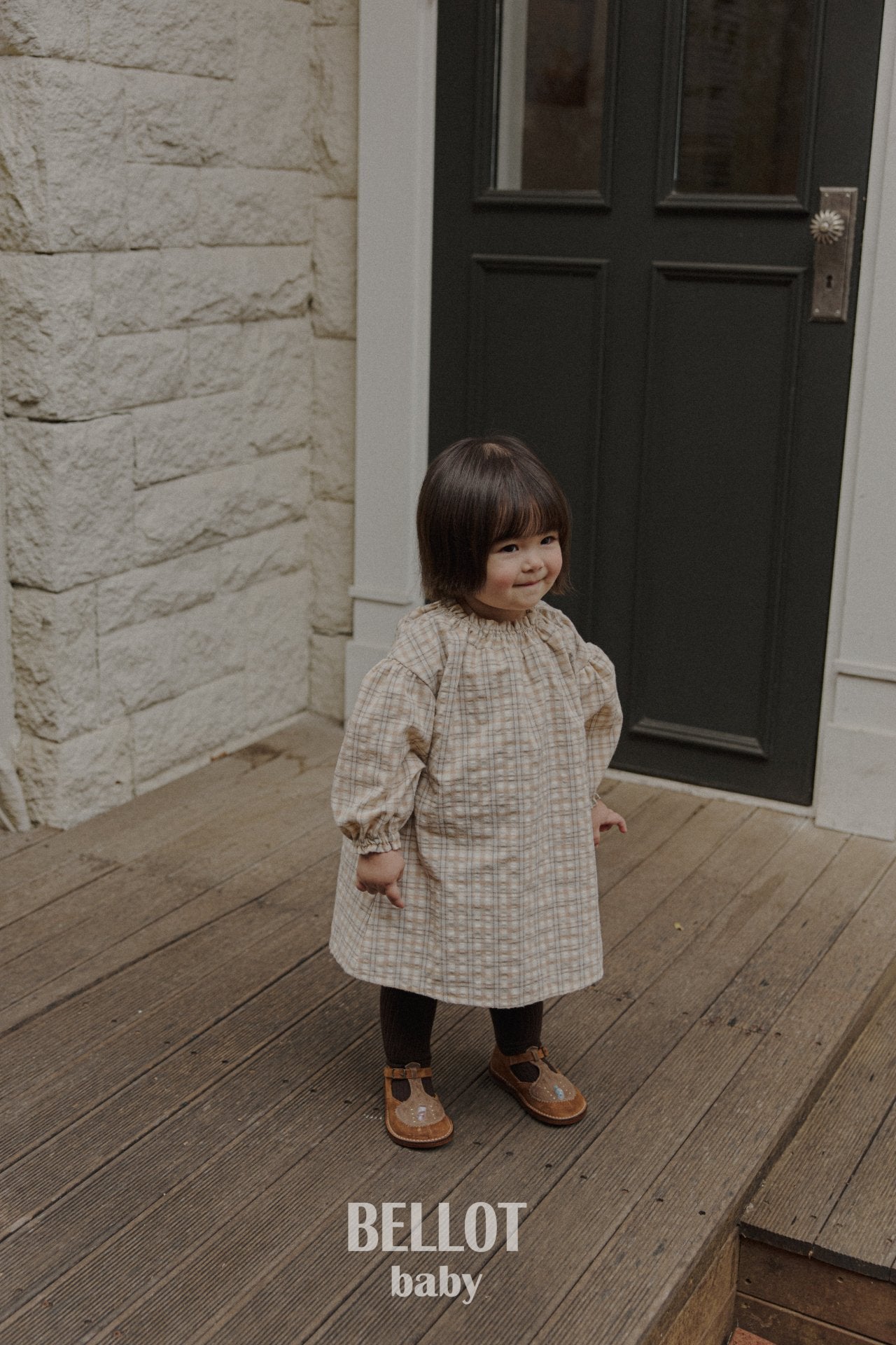 ［BELLOT］Peach check one-piece (baby)