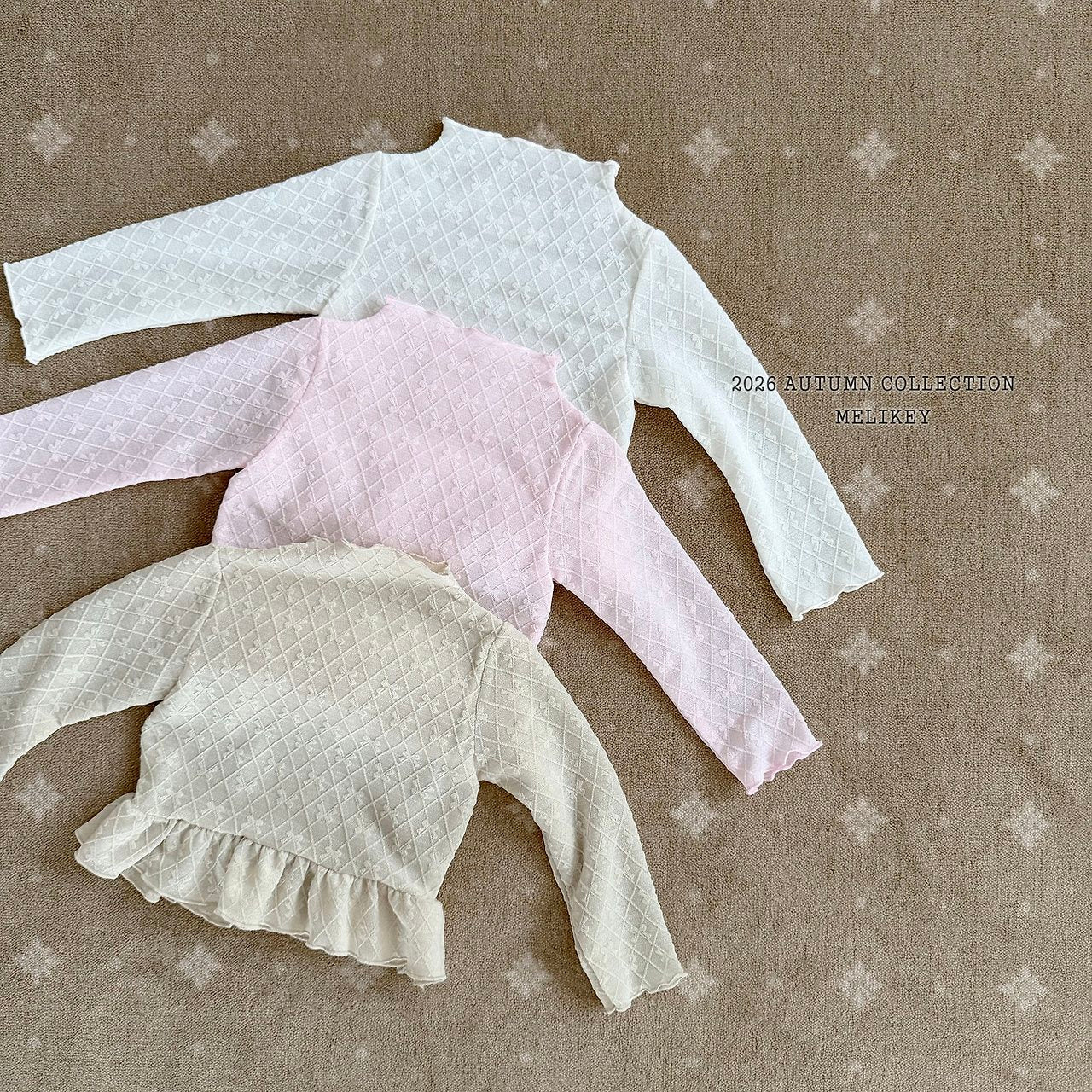 ［Melikey］Frill ribbon mesh tops