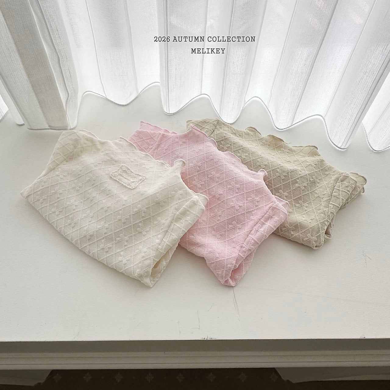 ［Melikey］Frill ribbon mesh tops