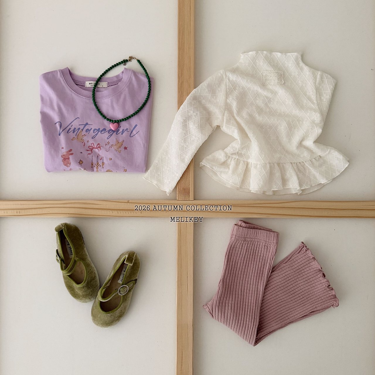 ［Melikey］Frill ribbon mesh tops