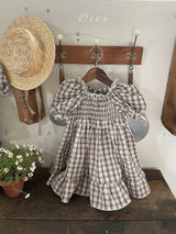 ［OREN］Noye check smock one-piece