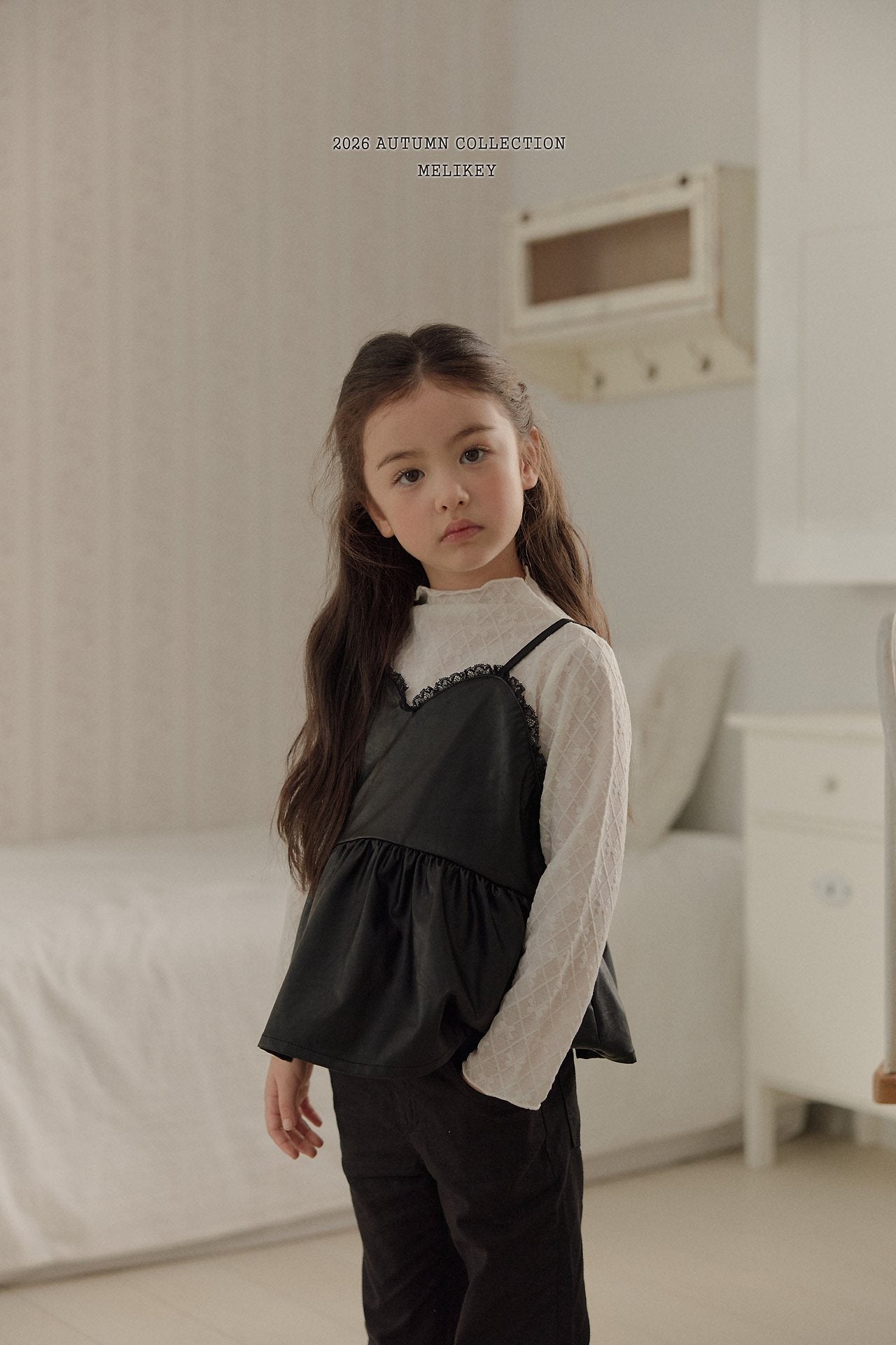 ［Melikey］Frill ribbon mesh tops
