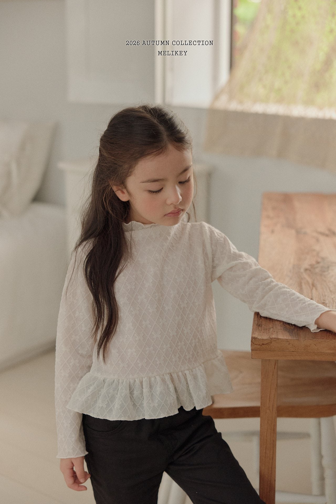 ［Melikey］Frill ribbon mesh tops