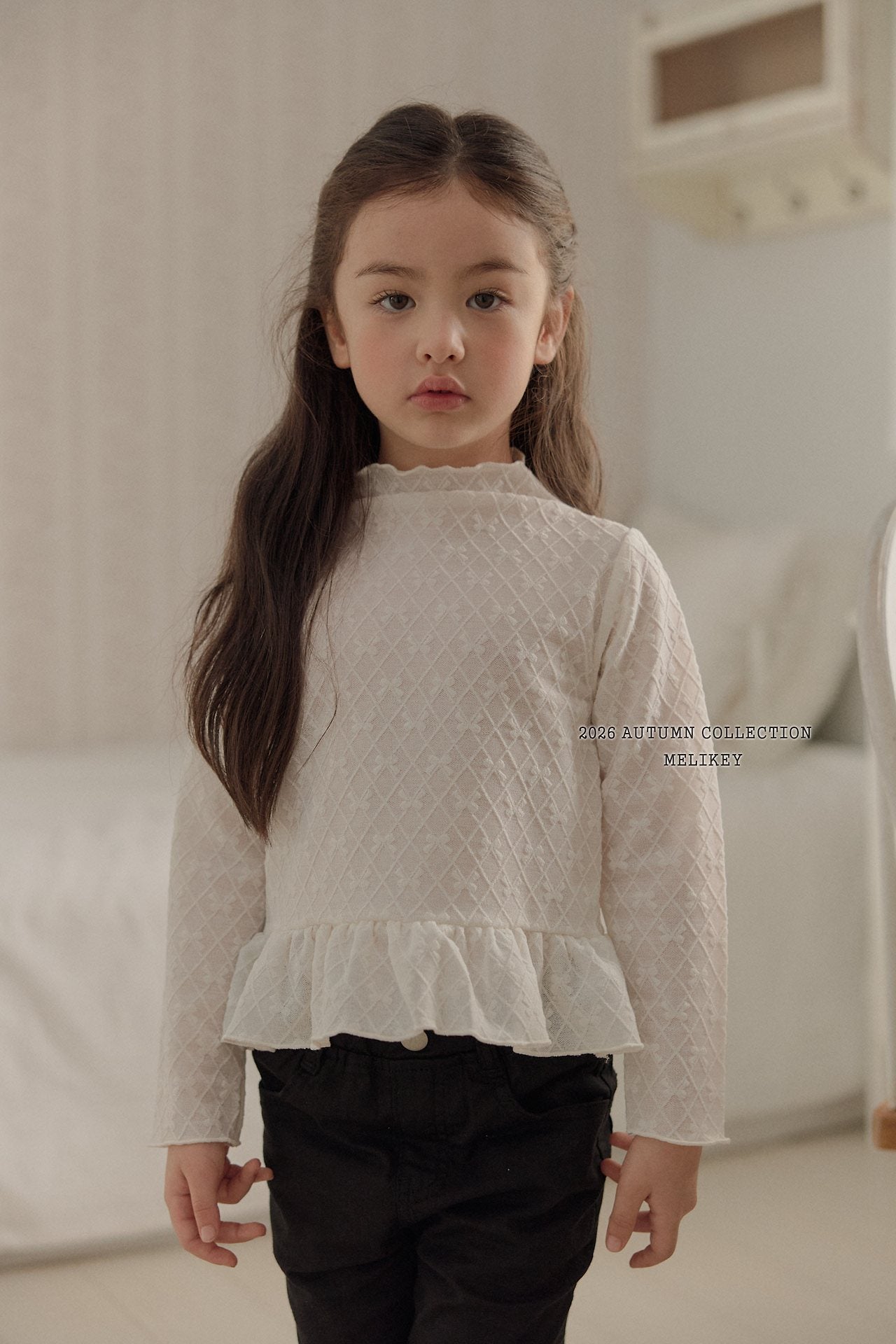［Melikey］Frill ribbon mesh tops