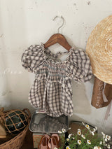 ［OREN］Noye check smock rompers