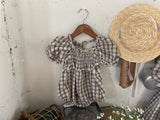 ［OREN］Noye check smock rompers