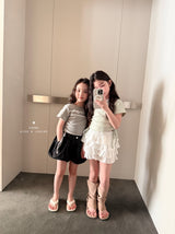 ［comma］String lace tee