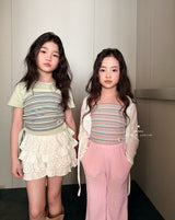 ［comma］String lace tee
