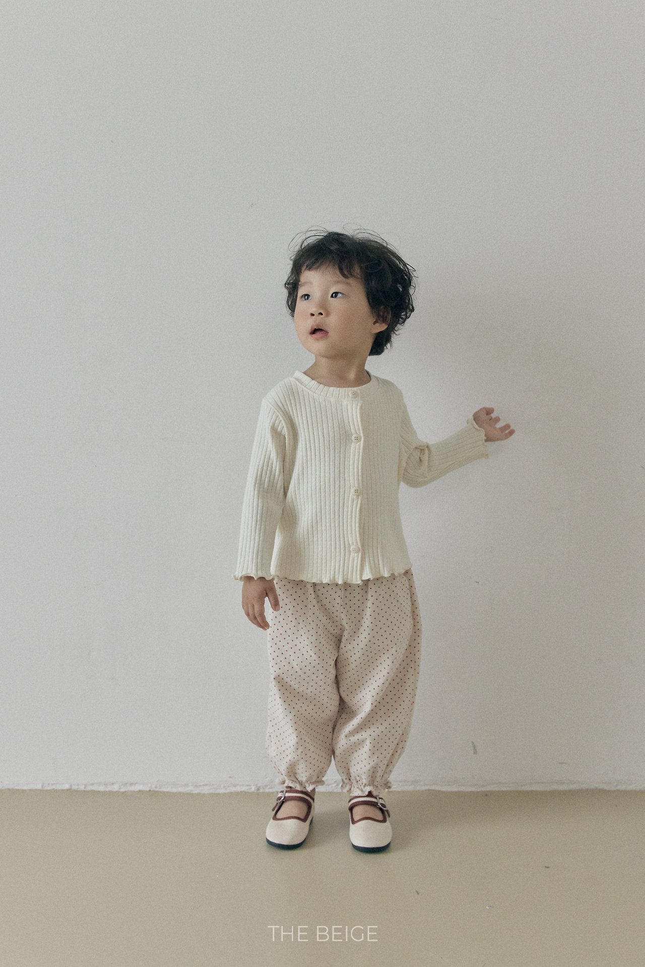 ［The beige］Ribbed Cardigan