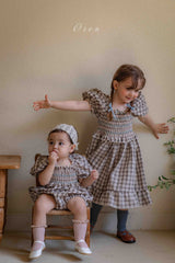 ［OREN］Noye check smock one-piece