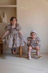［OREN］Noye check smock one-piece