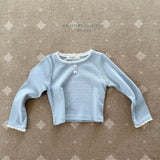 ［Melikey］Ribbon button lace tee