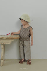 ［The beige］Check cross sleeveless tops