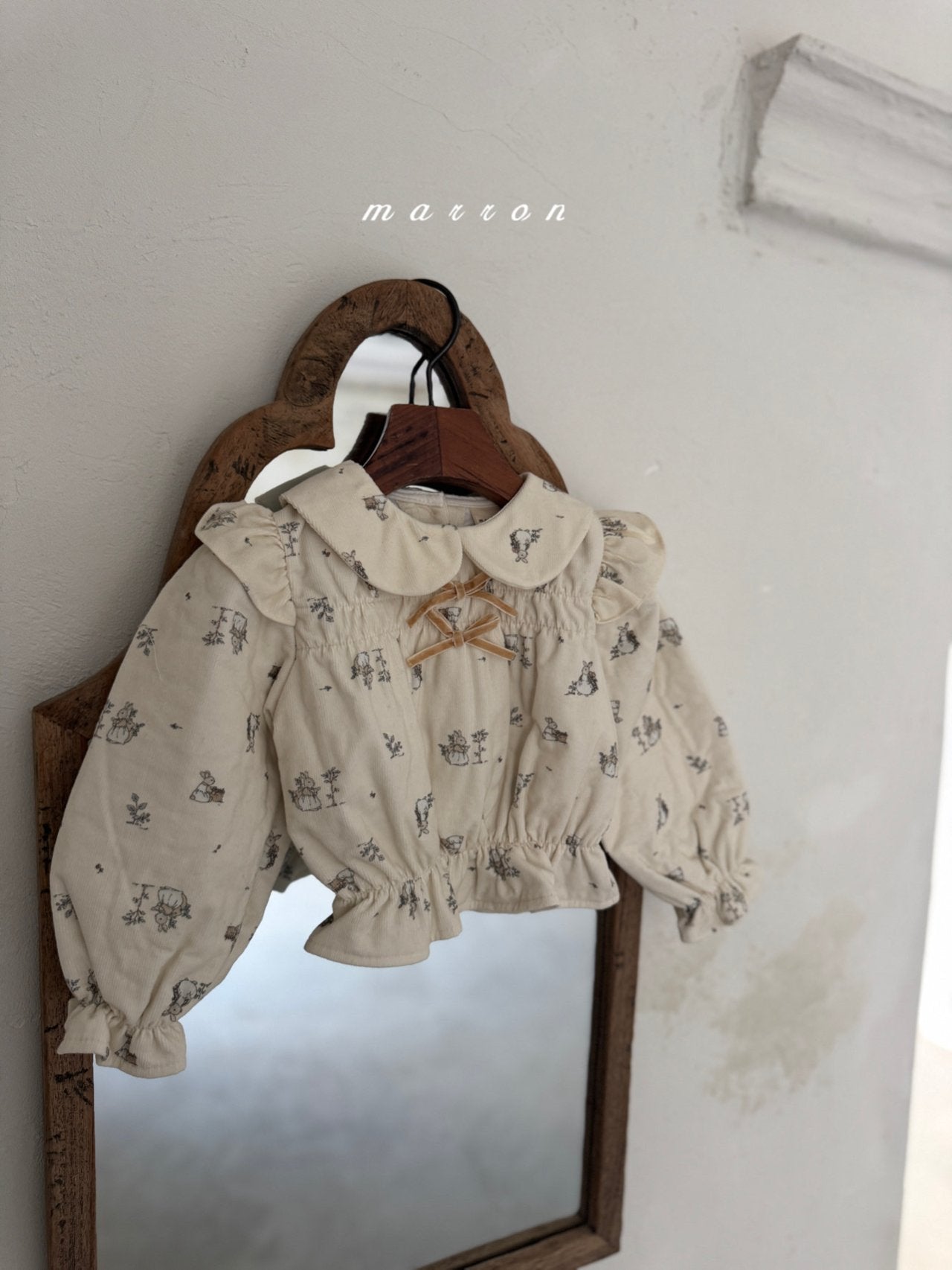 ［marron］Bunny bonnding ribbon blouse