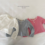 ［Melikey］Ribbon button lace tee