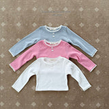 ［Melikey］Ribbon button lace tee