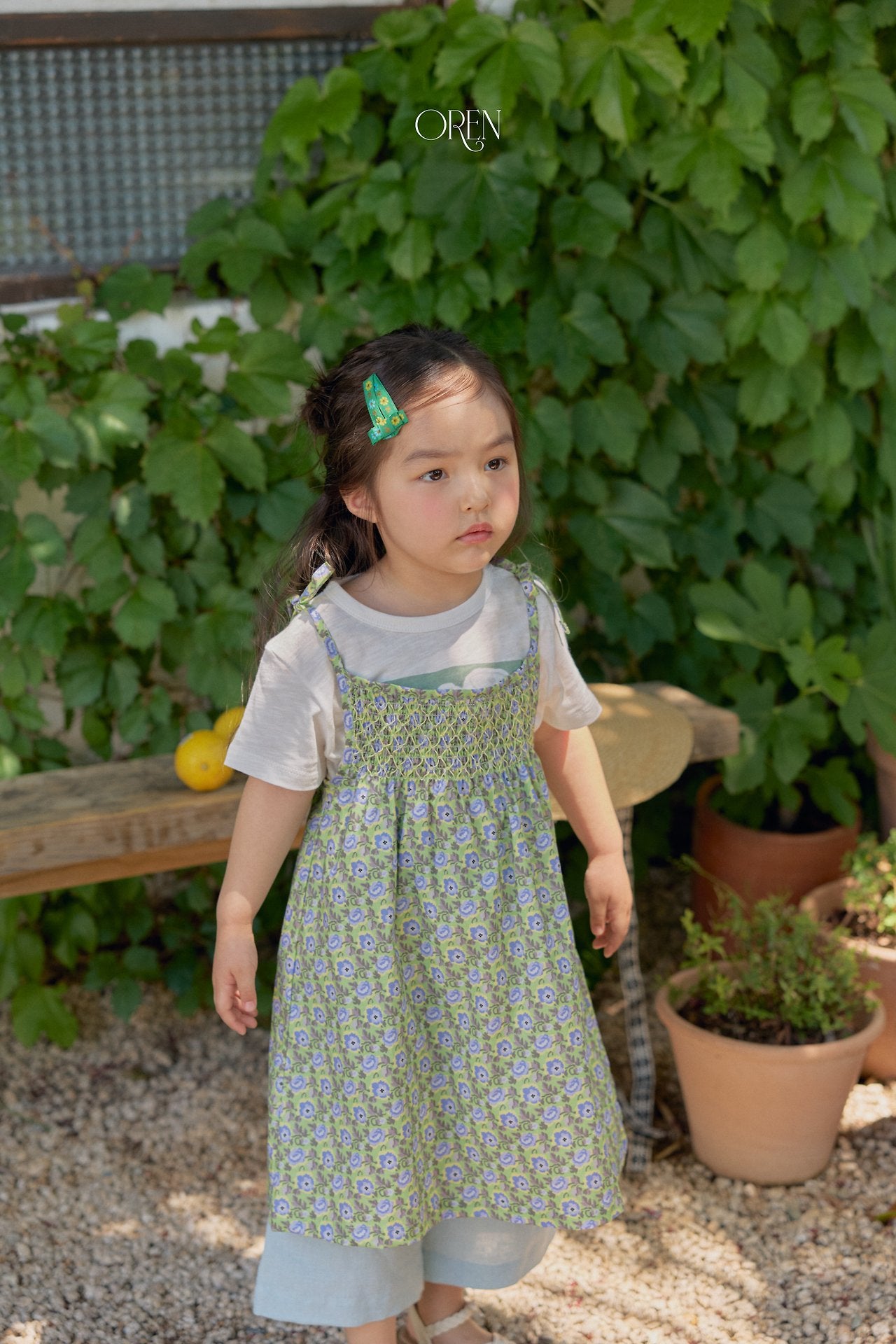 ［OREN］Rosera smock camisole one-piece