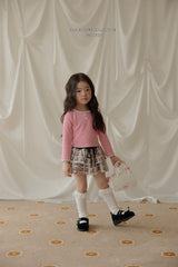 ［Melikey］Ribbon button lace tee
